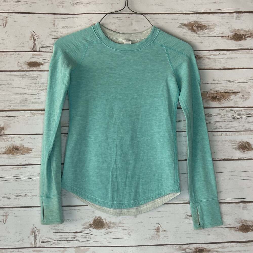 Ivivva Fly Tech Long Sleeve Top Teal Thumb holes Sporty Athleisure YOUTH